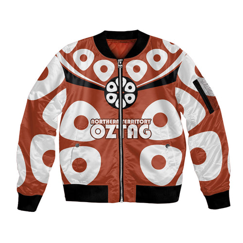 Personalized Northern Territory Oztag Sleeve Zip Bomber Jacket Dynamic Geometric Star Graphic