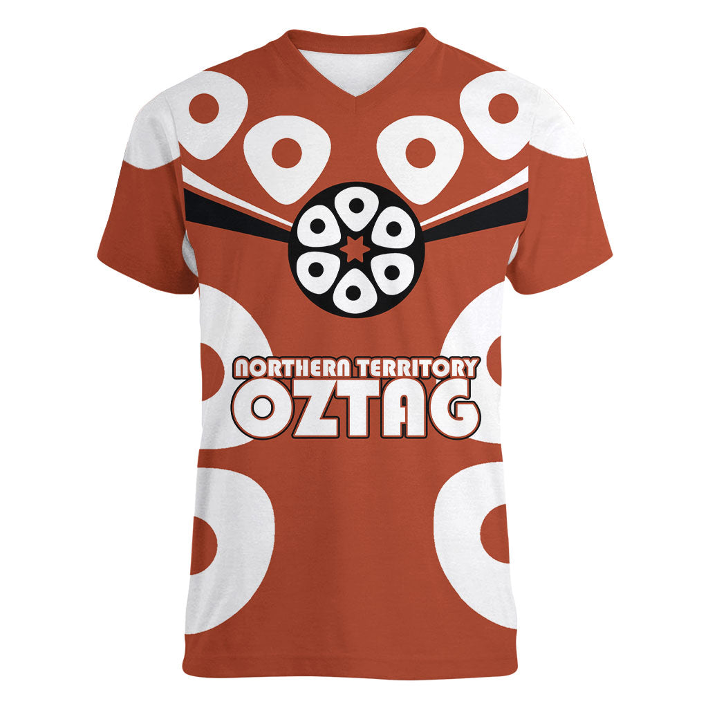 Personalized Northern Territory Oztag Women V-Neck T-Shirt Dynamic Geometric Star Graphic