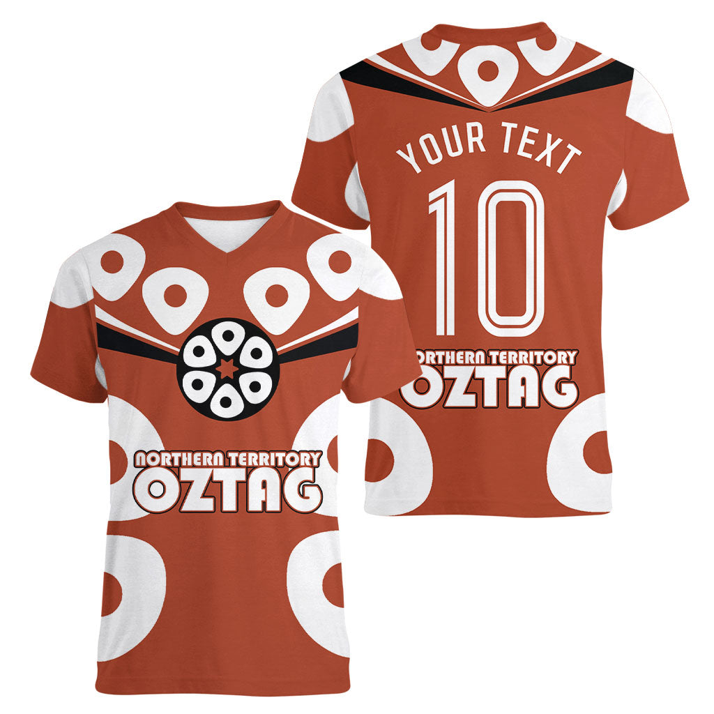 Personalized Northern Territory Oztag Women V-Neck T-Shirt Dynamic Geometric Star Graphic