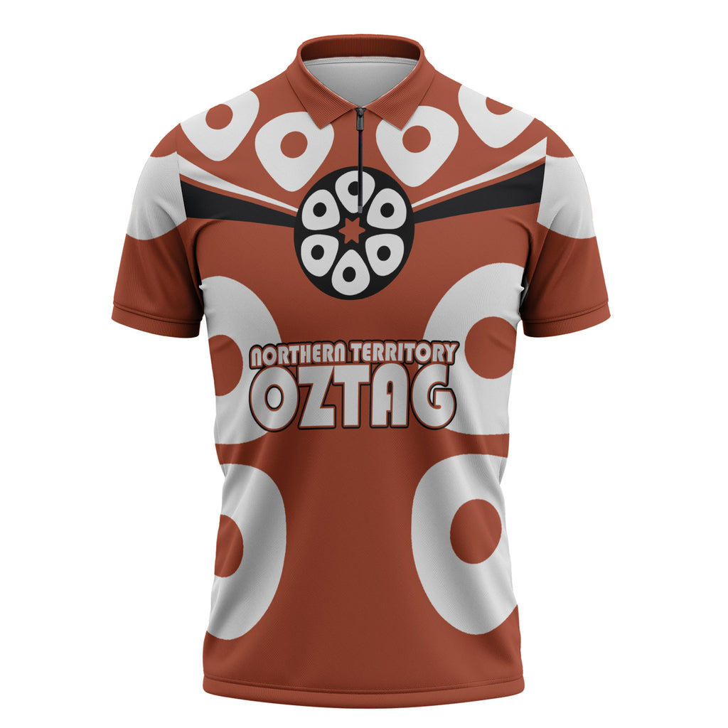 Personalized Northern Territory Oztag Zipper Polo Shirt Dynamic Geometric Star Graphic