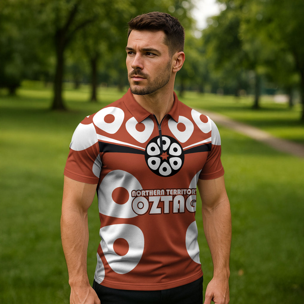 Personalized Northern Territory Oztag Zipper Polo Shirt Dynamic Geometric Star Graphic