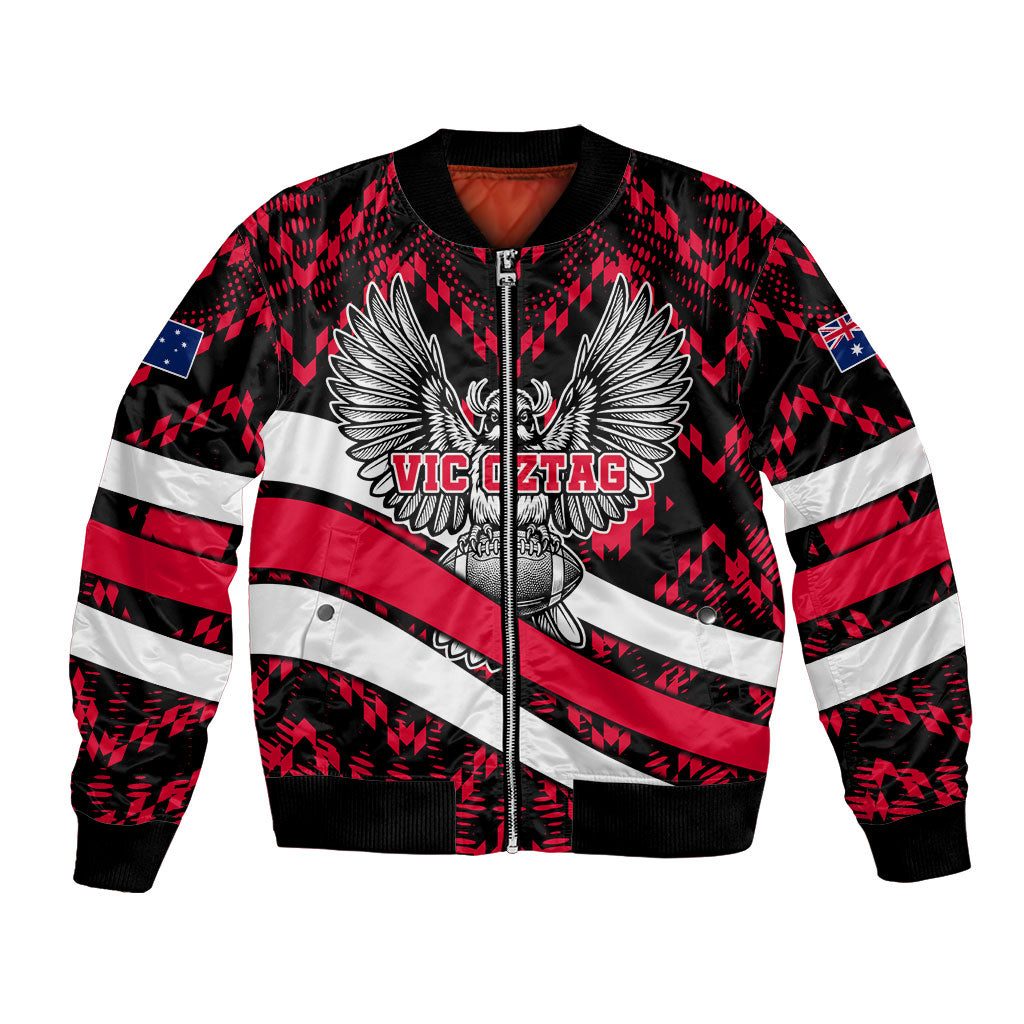 Personalized VIC Oztag Australia Bird Mascot Bomber Jacket Australian Flag
