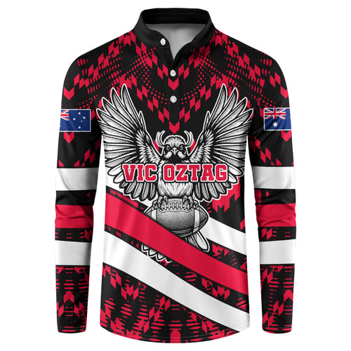 Personalized VIC Oztag Australia Bird Mascot Button Sweatshirt Australian Flag
