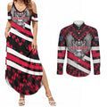 Personalized VIC Oztag Australia Bird Mascot Couples Matching Summer Maxi Dress and Long Sleeve Button Shirt Australian Flag
