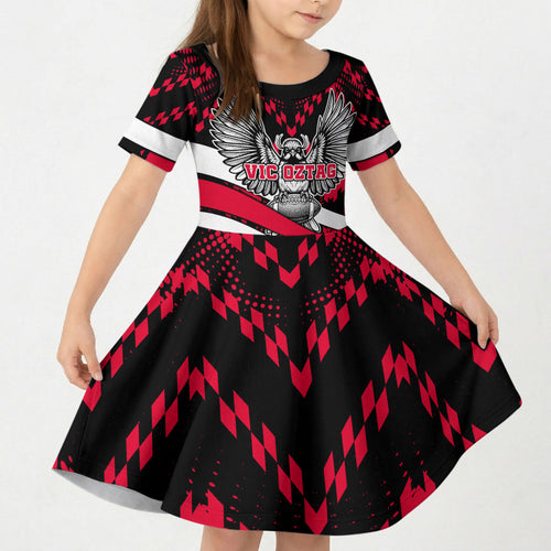 Personalized VIC Oztag Australia Bird Mascot Kid Short Sleeve Dress Australian Flag