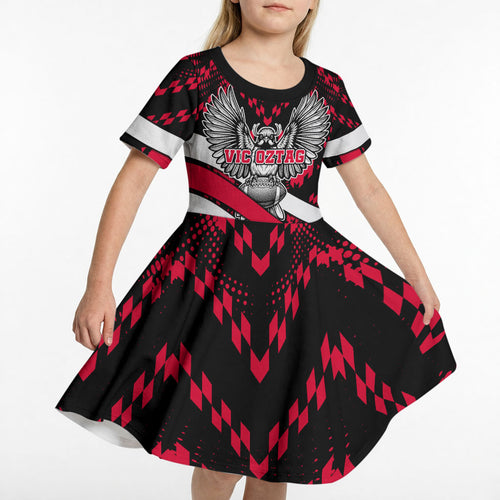 Personalized VIC Oztag Australia Bird Mascot Kid Short Sleeve Dress Australian Flag