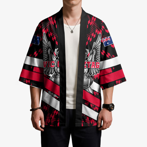 Personalized VIC Oztag Australia Bird Mascot Kimono Australian Flag