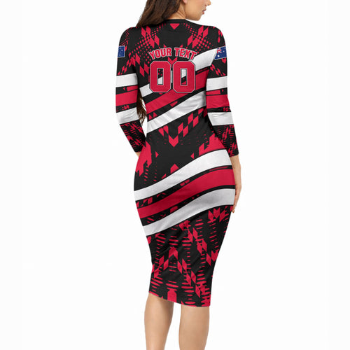 Personalized VIC Oztag Australia Bird Mascot Long Sleeve Bodycon Dress Australian Flag