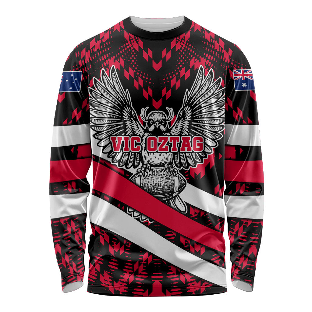 Personalized VIC Oztag Australia Bird Mascot Long Sleeve Shirt Australian Flag