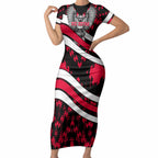 Personalized VIC Oztag Australia Bird Mascot Short Sleeve Bodycon Dress Australian Flag