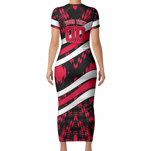 Personalized VIC Oztag Australia Bird Mascot Short Sleeve Bodycon Dress Australian Flag