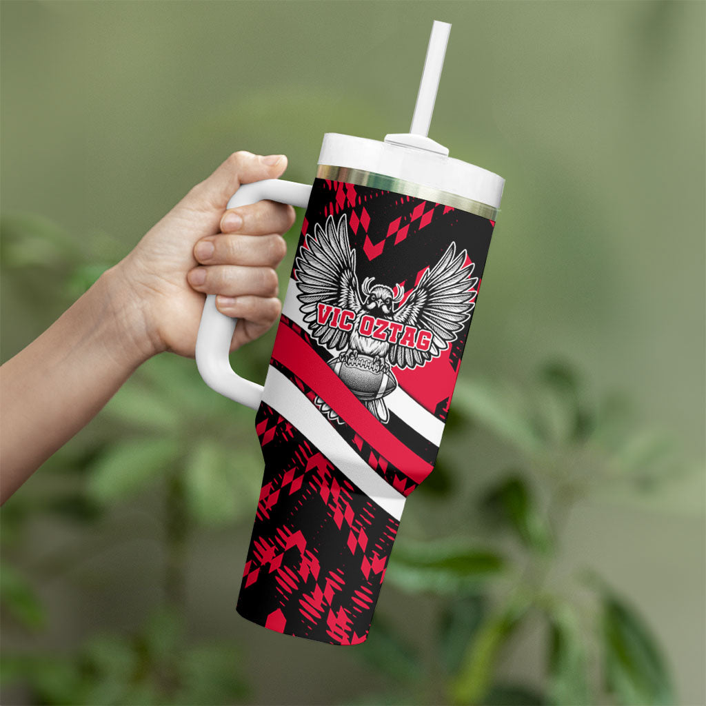 Personalized VIC Oztag Australia Bird Mascot Tumbler With Handle Australian Flag