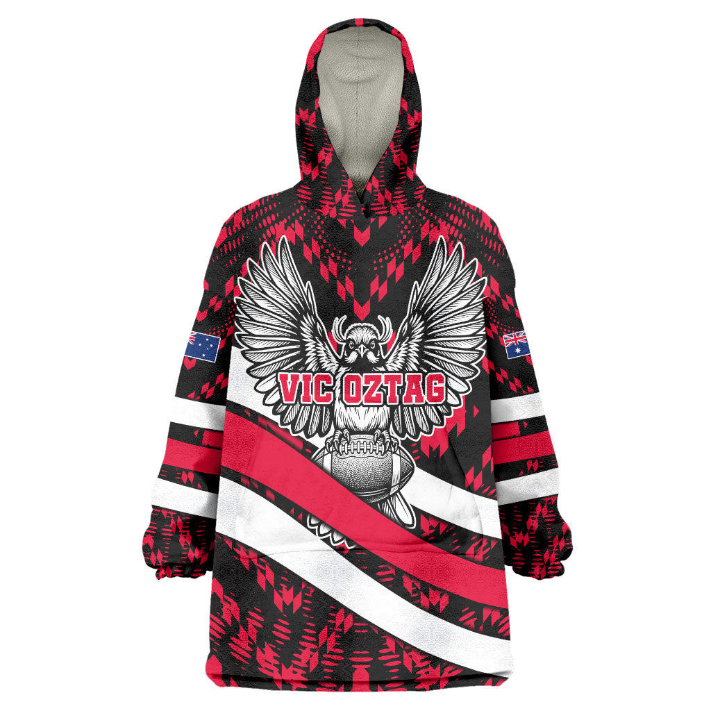 Personalized VIC Oztag Australia Bird Mascot Wearable Blanket Hoodie Australian Flag