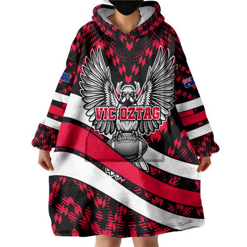 Personalized VIC Oztag Australia Bird Mascot Wearable Blanket Hoodie Australian Flag