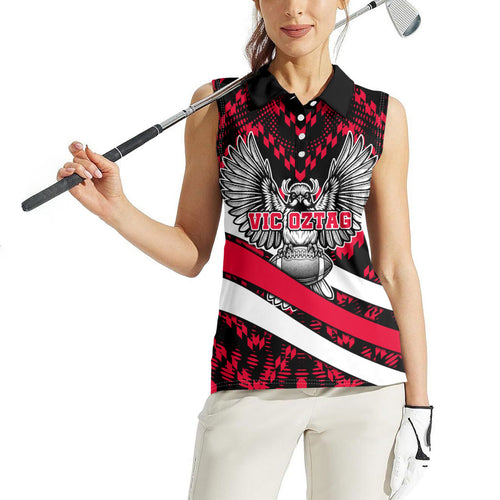 Personalized VIC Oztag Australia Bird Mascot Women Sleeveless Polo Shirt Australian Flag