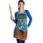 Personalized Port Adelaide Football Christmas Apron Australian Football Mascot - Ugly Xmas Pattern Festive
