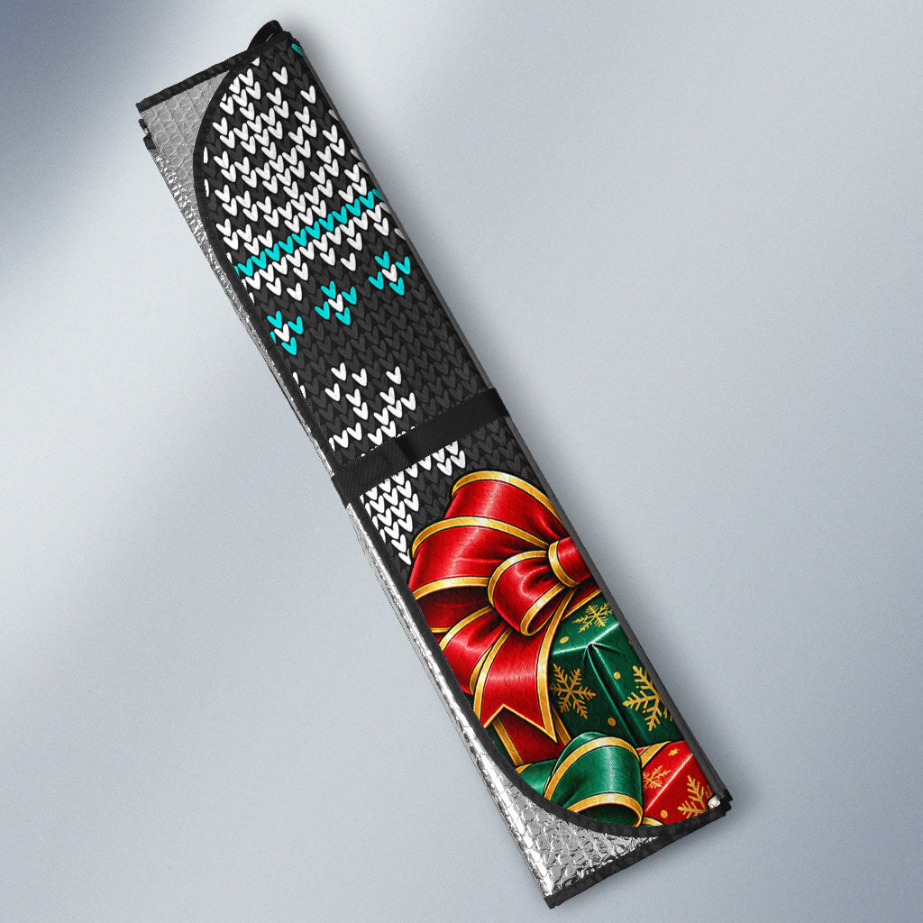 Personalized Port Adelaide Football Christmas Auto Sun Shade Australian Football Mascot - Ugly Xmas Pattern Festive