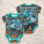 Personalized Port Adelaide Football Christmas Baby Onesie Australian Football Mascot - Ugly Xmas Pattern Festive