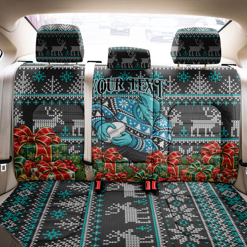 Personalized Port Adelaide Football Christmas Back Car Seat Cover Australian Football Mascot - Ugly Xmas Pattern Festive