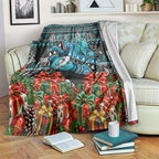 Personalized Port Adelaide Football Christmas Blanket Australian Football Mascot - Ugly Xmas Pattern Festive