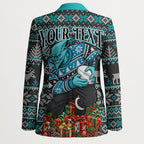 Personalized Port Adelaide Football Christmas Blazer Australian Football Mascot - Ugly Xmas Pattern Festive