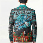 Personalized Port Adelaide Football Christmas Blazer Australian Football Mascot - Ugly Xmas Pattern Festive