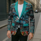 Personalized Port Adelaide Football Christmas Blazer Australian Football Mascot - Ugly Xmas Pattern Festive