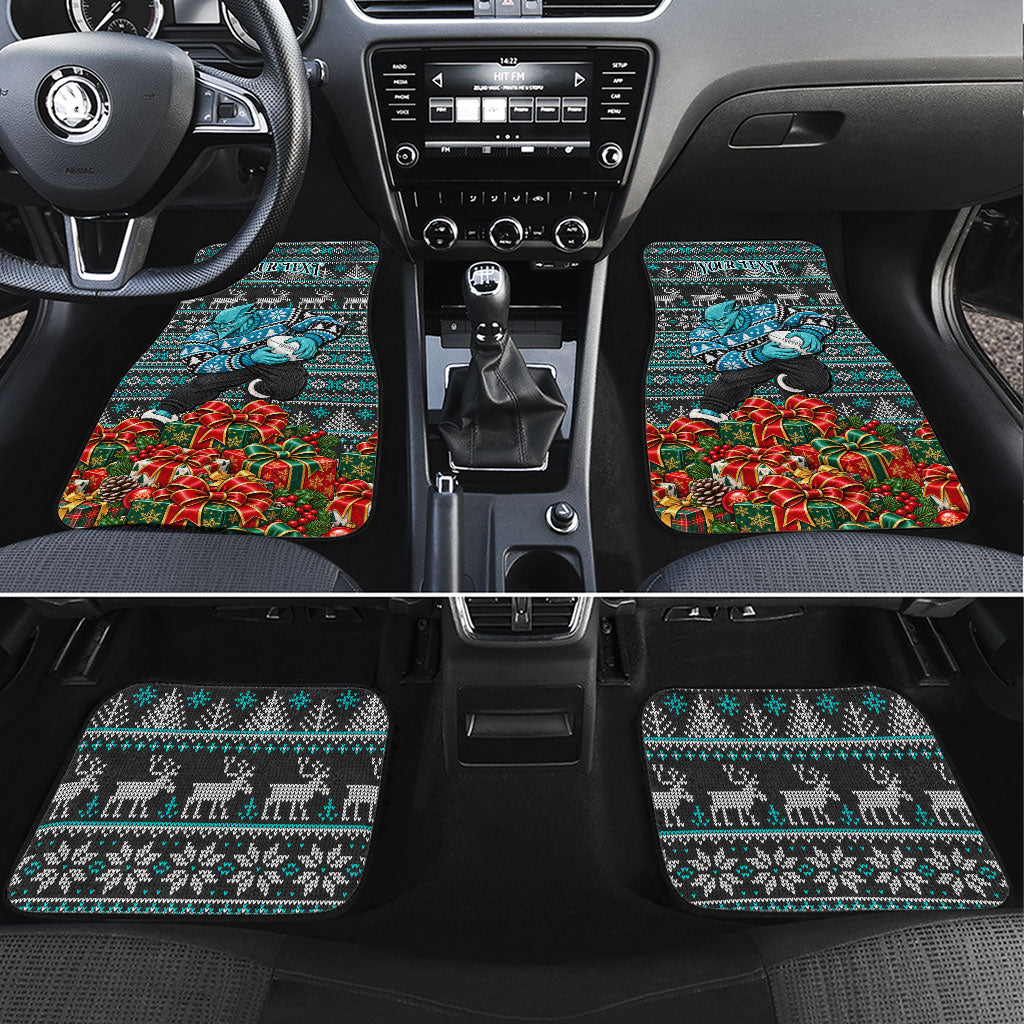 Personalized Port Adelaide Football Christmas Car Mats Australian Football Mascot - Ugly Xmas Pattern Festive