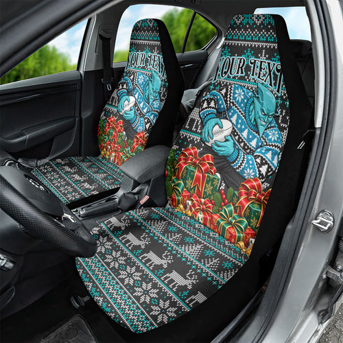 Personalized Port Adelaide Football Christmas Car Seat Cover Australian Football Mascot - Ugly Xmas Pattern Festive