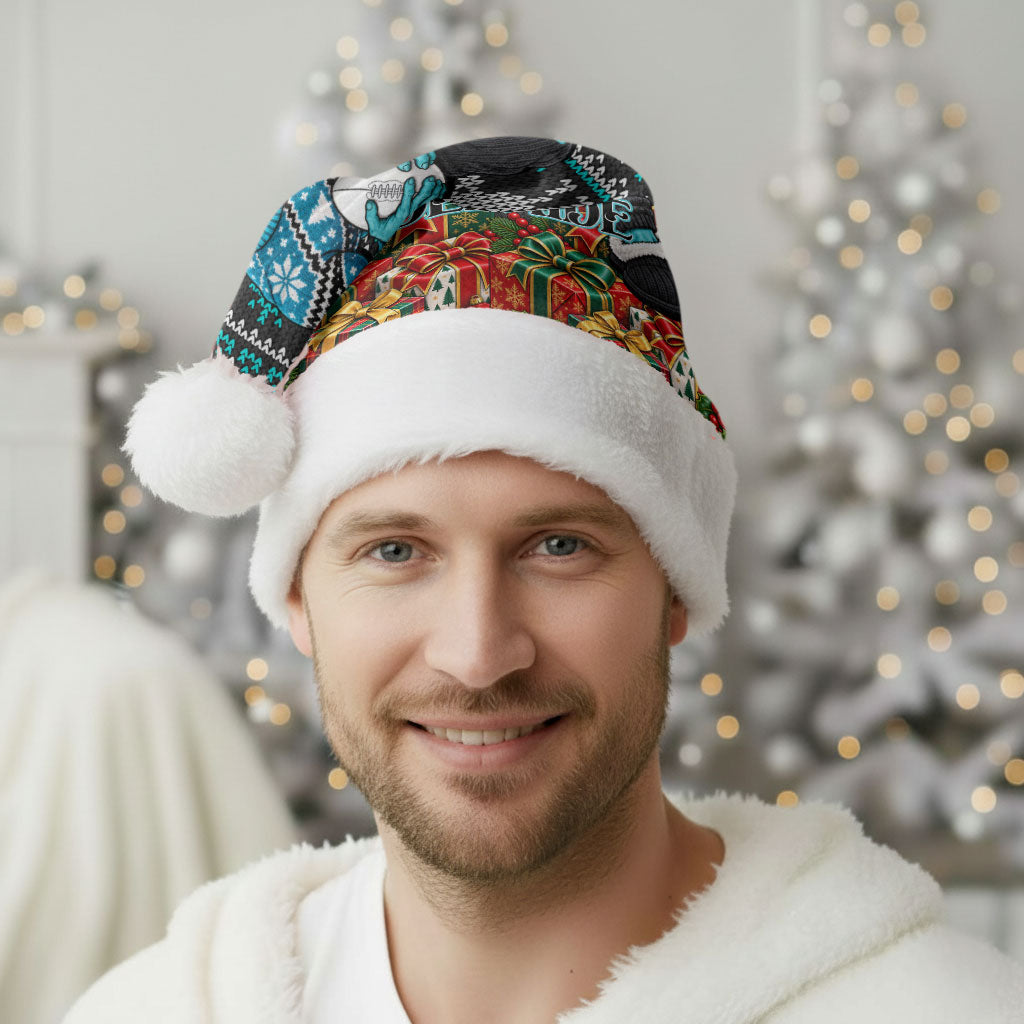 Port Adelaide Football Christmas Santa Hat Australian Football Mascot - Ugly Xmas Pattern Festive