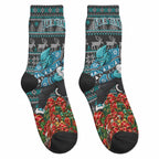 Personalized Port Adelaide Football Christmas Crew Socks Australian Football Mascot - Ugly Xmas Pattern Festive