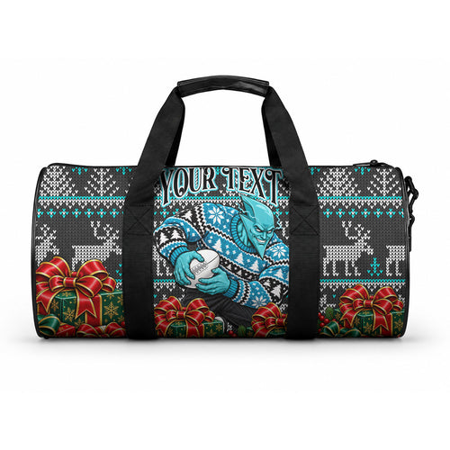 Personalized Port Adelaide Football Christmas Duffle Bag Australian Football Mascot - Ugly Xmas Pattern Festive