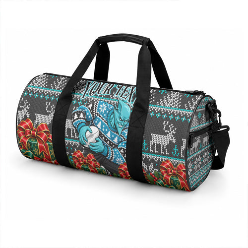 Personalized Port Adelaide Football Christmas Duffle Bag Australian Football Mascot - Ugly Xmas Pattern Festive