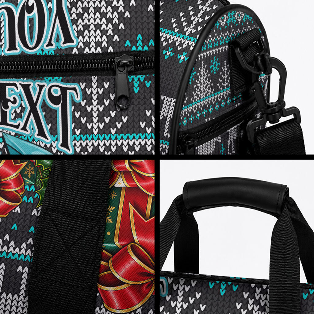 Personalized Port Adelaide Football Christmas Duffle Bag Australian Football Mascot - Ugly Xmas Pattern Festive