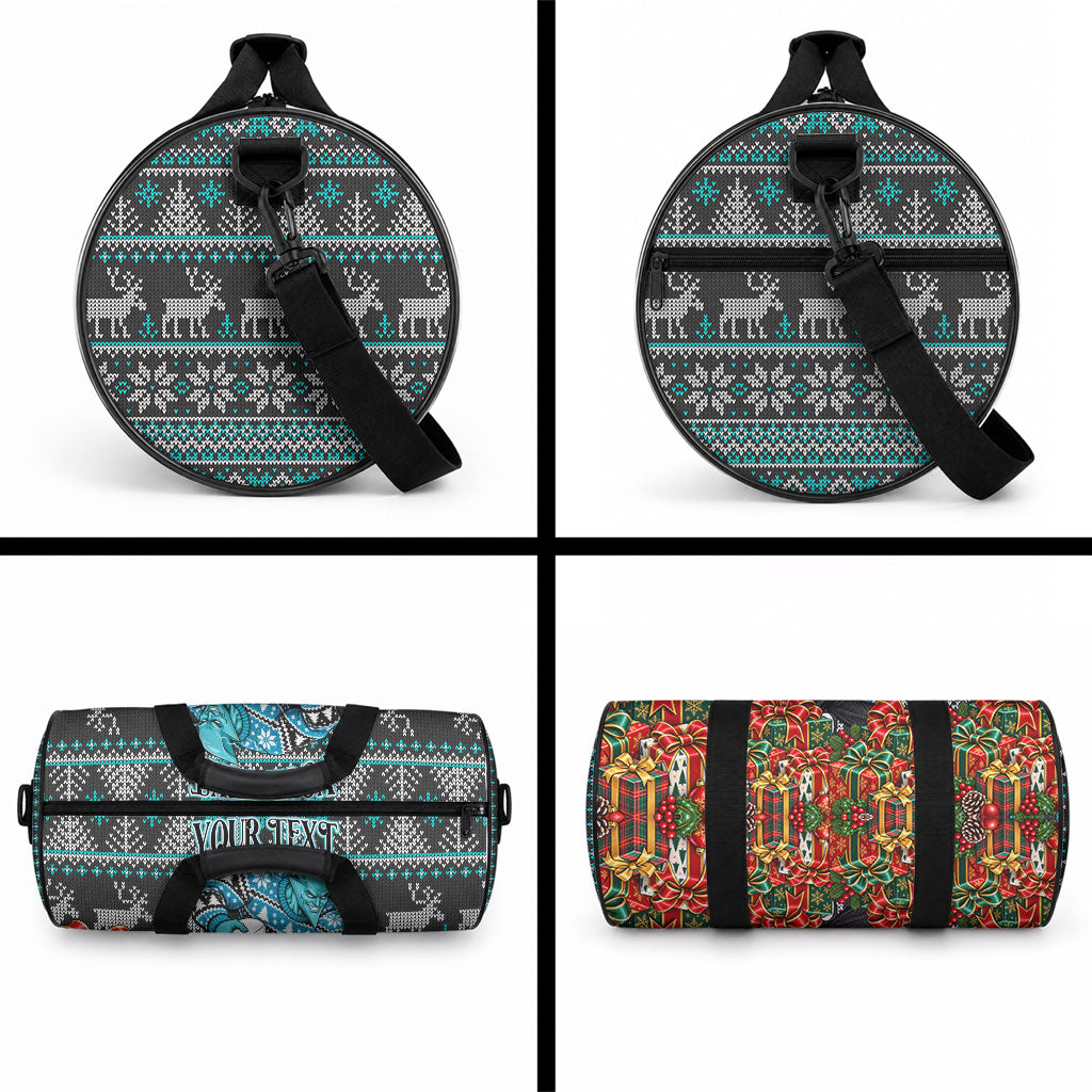 Personalized Port Adelaide Football Christmas Duffle Bag Australian Football Mascot - Ugly Xmas Pattern Festive