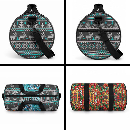Personalized Port Adelaide Football Christmas Duffle Bag Australian Football Mascot - Ugly Xmas Pattern Festive