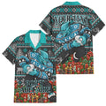 Personalized Port Adelaide Football Christmas Family Matching Puletasi and Hawaiian Shirt Australian Football Mascot - Ugly Xmas Pattern Festive