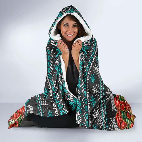 Personalized Port Adelaide Football Christmas Hooded Blanket Australian Football Mascot - Ugly Xmas Pattern Festive