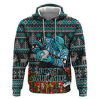 Personalized Port Adelaide Football Christmas Hoodie Australian Football Mascot - Ugly Xmas Pattern Festive