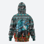 Personalized Port Adelaide Football Christmas Hoodie Australian Football Mascot - Ugly Xmas Pattern Festive