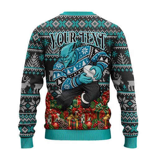 Personalized Port Adelaide Football Christmas Ugly Christmas Sweater Australian Football Mascot - Ugly Xmas Pattern Festive
