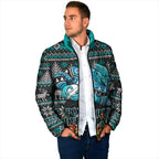 Personalized Port Adelaide Football Christmas Padded Jacket Australian Football Mascot - Ugly Xmas Pattern Festive
