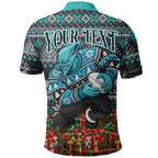 Personalized Port Adelaide Football Christmas Polo Shirt Australian Football Mascot - Ugly Xmas Pattern Festive