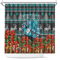Personalized Port Adelaide Football Christmas Shower Curtain Australian Football Mascot - Ugly Xmas Pattern Festive