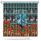 Personalized Port Adelaide Football Christmas Shower Curtain Australian Football Mascot - Ugly Xmas Pattern Festive