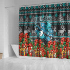 Personalized Port Adelaide Football Christmas Shower Curtain Australian Football Mascot - Ugly Xmas Pattern Festive