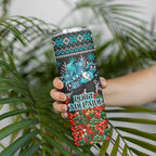 Personalized Port Adelaide Football Christmas Skinny Tumbler Australian Football Mascot - Ugly Xmas Pattern Festive
