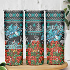 Personalized Port Adelaide Football Christmas Skinny Tumbler Australian Football Mascot - Ugly Xmas Pattern Festive
