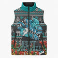 Personalized Port Adelaide Football Christmas Sleeveless Puffer Jacket Australian Football Mascot - Ugly Xmas Pattern Festive