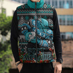 Personalized Port Adelaide Football Christmas Sleeveless Puffer Jacket Australian Football Mascot - Ugly Xmas Pattern Festive